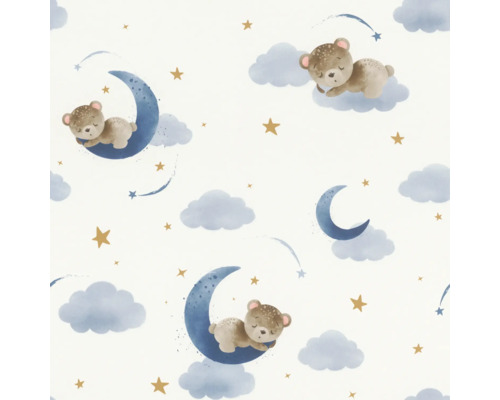 Behang met motief van beren, manen, wolken en sterren