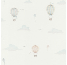 Behang met heteluchtballonnen, wolken en vliegers