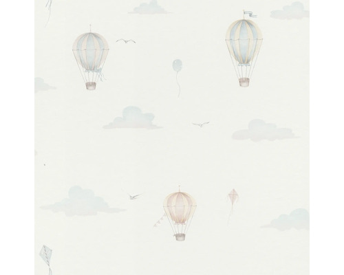 Behang met heteluchtballonnen, wolken en vliegers