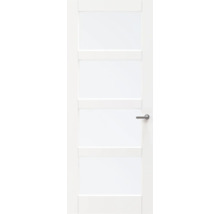 Witte binnendeur met vier glazen panelen en deurklink