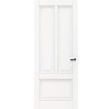 Witte binnendeur met twee panelen en zwarte deurklink