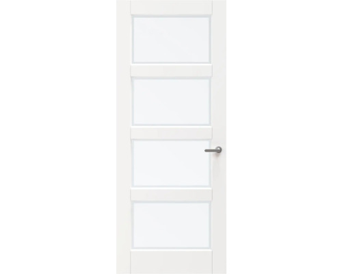 Witte binnendeur met vijf glazen panelen en een deurklink