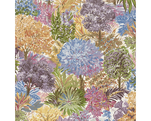 Behang met bloemmotief en boomafbeeldingen