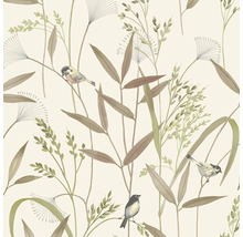 Behang met planten en vogels