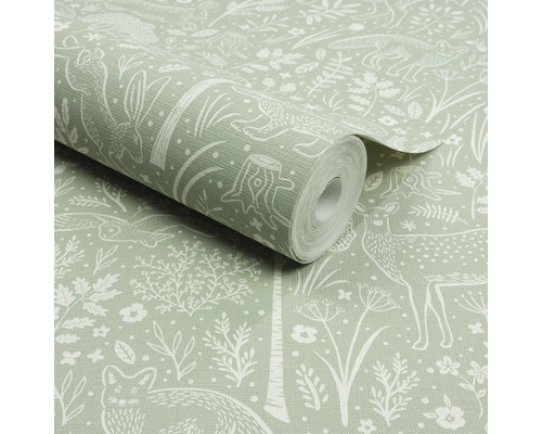 Rol behang met bosdierenmotief