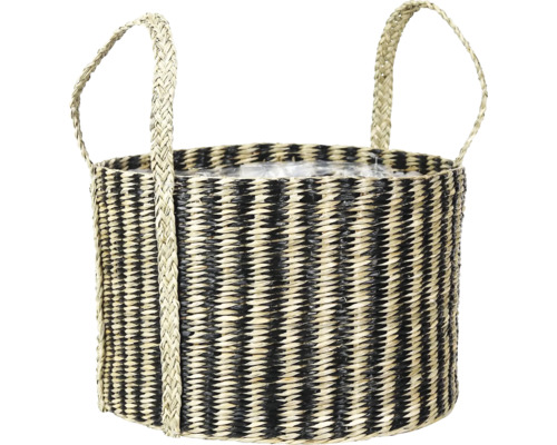 Gevlochten plantenmand met twee handvatten