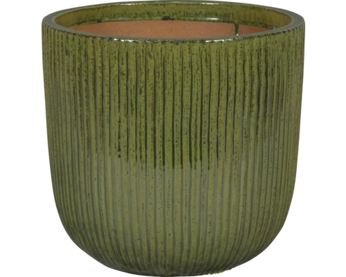 Keramische plantenbak met ribbelpatroon