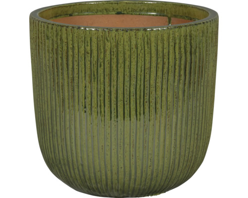 Bloempot van keramiek met geribbeld oppervlak
