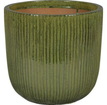 Groene plantenpot met verticale ribbels