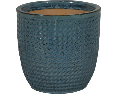 Blauwe bloempot met textuur voor binnen en buiten