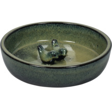 Keramische vogeldrinkbak met vogelmotief