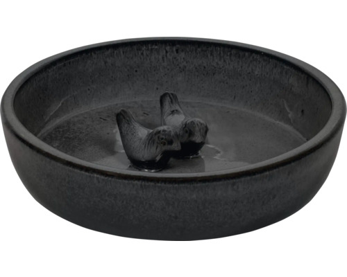 LAFIORA Vogelbad rond antraciet Ø 32 cm Decoratieve schaal met twee vogelbeeldjes