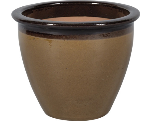 Bruine keramische bloempot voor de tuin of binnen