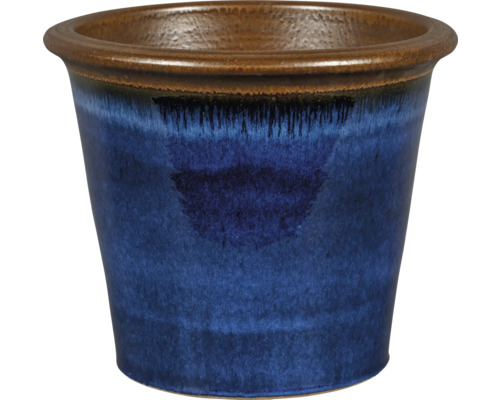 Blauwe bloempot van keramiek