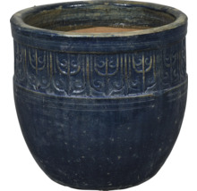 Blauwe plantenpot met decoratief patroon