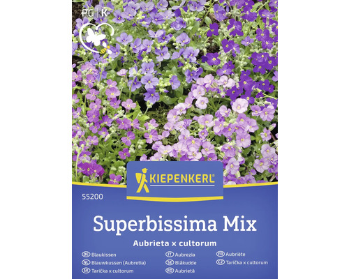 KIEPENKERL Bloemenzaden Blauwkussen Superbissima mix 50 st Blauwkussen Aubrieta x cultorum Superbissima Mix zaadverpakking