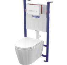 Inbouwreservoir met wandhangend toilet en spoelbak van het merk Veporit.