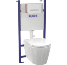 Voorgemonteerd wandtoilet met spoelreservoir en montage-element