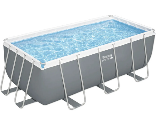 Rechthoekig zwembad met stalen frame en water