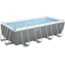 Rechthoekig frame zwembad met water en stalen frame