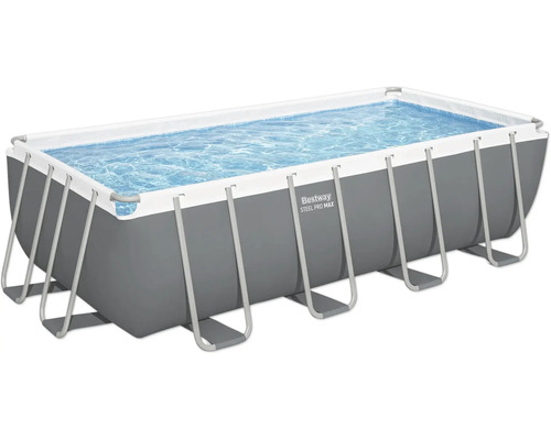 Rechthoekig frame zwembad met water en stalen frame