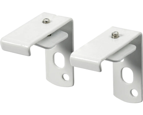 Twee witte steunen voor jaloezieën voor wandmontage