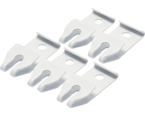 Zes lamelhaken van kunststof