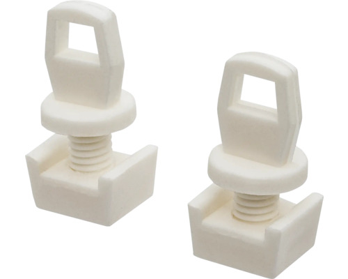 Twee toiletbevestigingsschroeven van kunststof