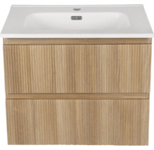 Wastafelonderkast met twee laden en keramische wastafel