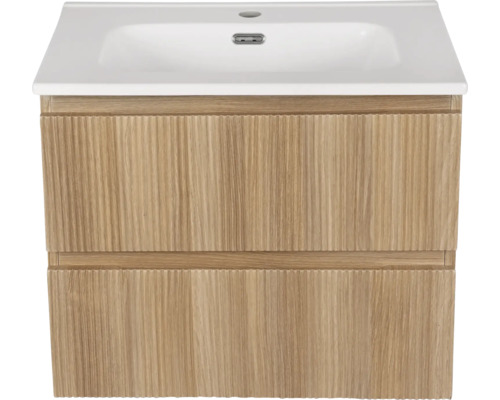 Wastafelonderkast met twee laden en keramische wastafel