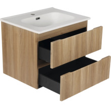 Wastafelonderkast met twee lades en keramische wastafel