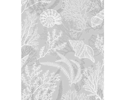 Behang met schelpen en plantmotieven