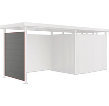 Tuinhuis met plat dak, houten deuren en zijwand