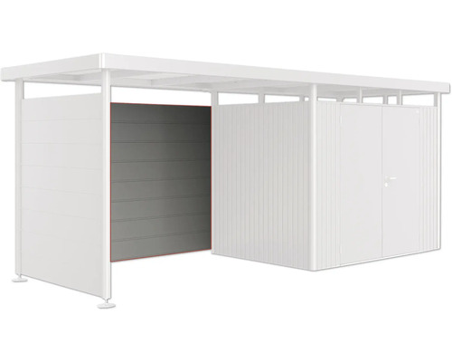 BIOHORT Achterwand tbv dakaanbouw berging HighLine H2-H5 kwartsgrijs metallic 266x4x181 cm Modern tuinhuis met schuifdeur en dubbele deur