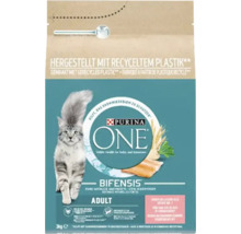 Purina One Adult kattenvoer met zalm in een verpakking van 3 kg