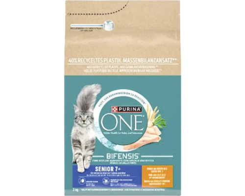 PURINA ONE Kattenvoer Senior kip 3 kg Purina One Senior 7 Plus kattenvoer in een zak van 3 kilogram