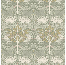 Behang met konijnen, vogels en bloemmotieven