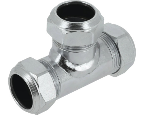 Metalen T-stuk met schroefverbindingen voor buizen