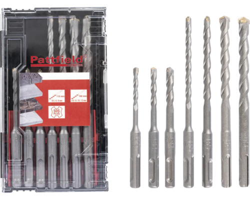PATTFIELD SDS Plus steenborenset, 7-delig Pattfield steenboorset met SDS Plus opname
