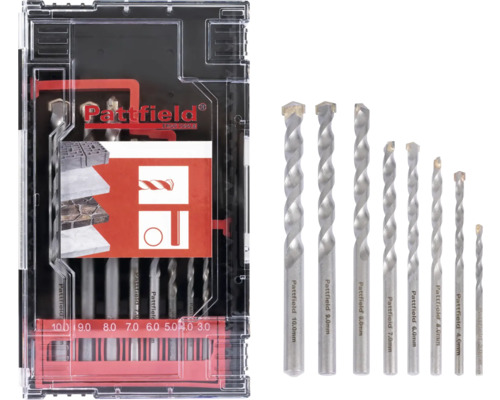 PATTFIELD Steenborenset rond, 8-delig Pattfield steenboorset met verschillende maten in transparante verpakking