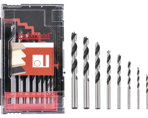 PATTFIELD Houtborenset rond, 8-delig Houtboorset in transparante opbergdoos