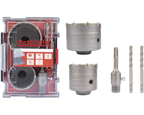 PATTFIELD Holle boorkronenset, 6-delig Pattfield apparatuurdoos met boren in set