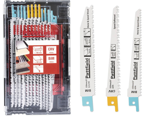 PATTFIELT Reciprozaagbladenset hout, 12-delig Pattfield decoupeerzaagbladen set voor hout en metaal, verschillende uitvoeringen