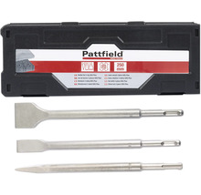 Pattfield beitelsset met drie SDS Plus beitels in zwarte opbergdoos