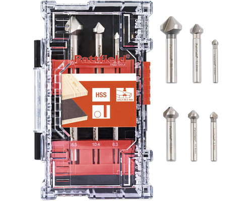 PATTFIELD Kegelverzinkset rond, 6-delig Pattfield verzinkboor set voor hout met verschillende maten