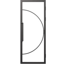 Metalen deur met handgreep en halve cirkel decoratie
