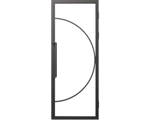 Metalen deur met handgreep en halve cirkel decoratie