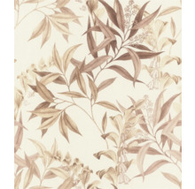 Behang met bloemmotief van bladeren en bloemen