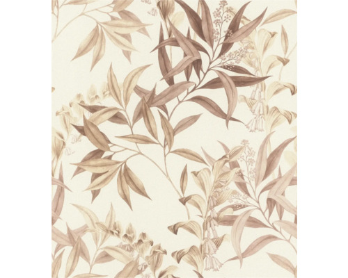 Behang met bloemmotief van bladeren en bloemen