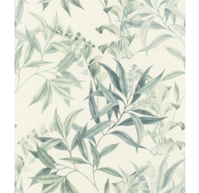 Behang met blad- en bloemmotief